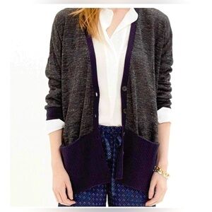 Madewell Alpaca Wool Linen Blend Cardigan Heathered gray/Blue V-neck,size XS